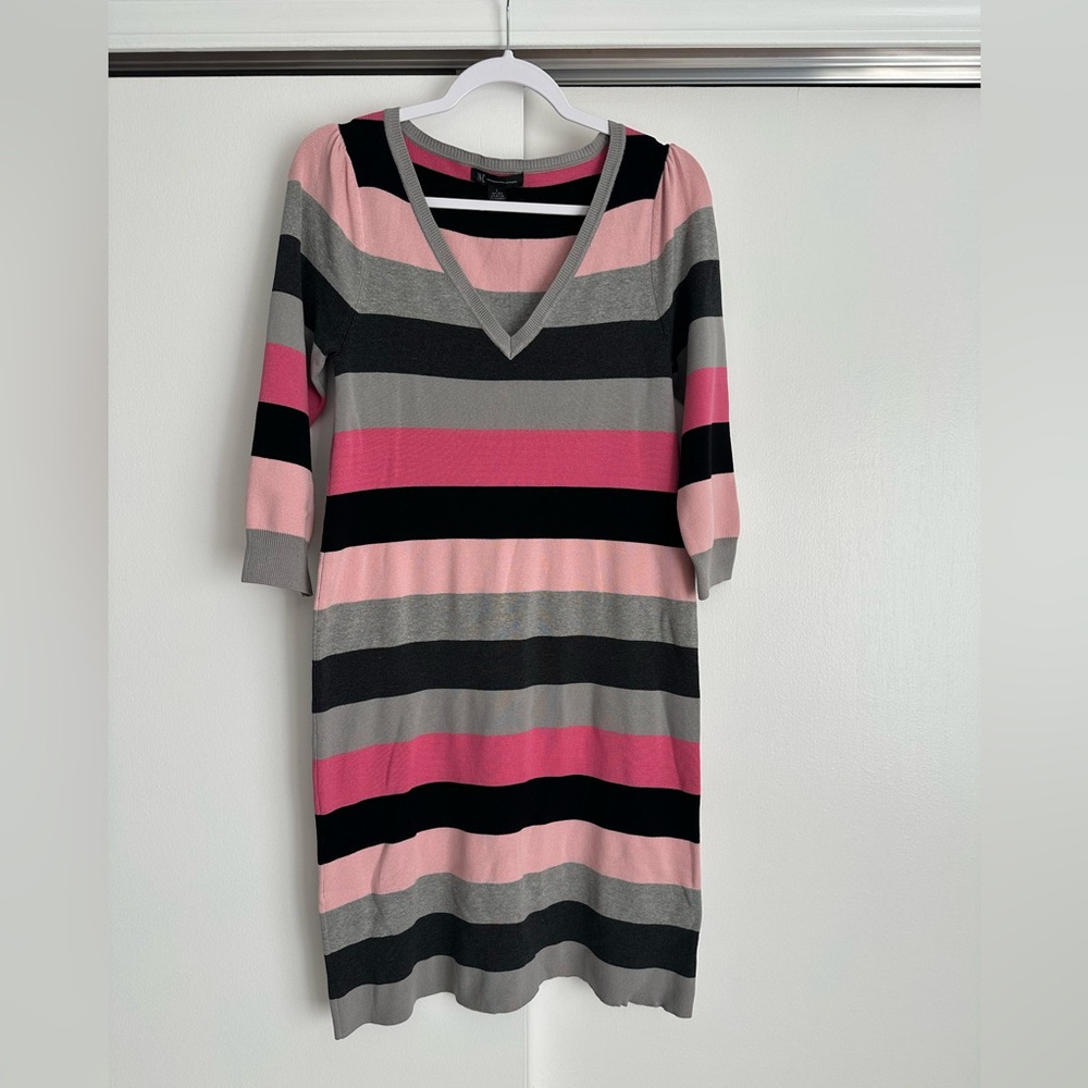 INC International Concepts Multicolor Striped V-Neck Dress